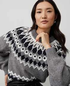 Our Fair Isle sweater is a modern take on the classic cold weather pattern. Crew neck. Long raglan sleeves. Ribbed neckline, cuffs and hem.,Imported:Imported,Fit:Softly fitted,Length:22" long,Fabrication:54% Acrylic, 30% Polyester, 16% Nylon,Garment Care:Machine Washable Fair Isle Raglan Sweater by Ann Taylor Size regular - 2XS Medium Heather Grey Women's Crew, Neck, Long, Sleeve, Pullover, Sweaters, 54%, Acrylic, 30%, Polyester, 16%, Nylon, Machine, Washable Best Fall Sweaters Grey Fair Isle Sweater, Raglan Sweater, Weather Patterns, Fair Isle Sweater, Ribbed Neckline, Grey Women, Fall Sweaters, Ann Taylor, Fair Isle