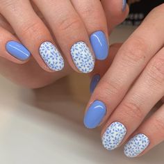 Jennifer Nails, Blue Nail Ideas, Blue Gel Nails, Beachy Nails, Cute Simple Nails, French Manicure Nails, Cute Spring Nails