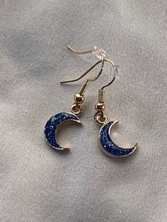 Blue sparkly crescent moon earrings  Other colors sold separately  1 in stock  No refunds Made by McKenna Dark Blue Earrings, Luxury Hair Accessories, Diy Jewelry Display, Cool Piercings, Crescent Moon Earrings, Dope Jewelry, Funky Jewelry, Jewelry Lookbook, Blue Jewelry