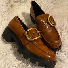 Reposhing This Item I Purchased From @Leslieding. Loved It, But Ready To Rotate For Something New. Questions? Leave A Comment Below! Brown Womens Loafers, Heeled Loafers, Coach Shoes, Loafers For Women, Leave A Comment, Something New, Black And Brown, Loafers, Size 6