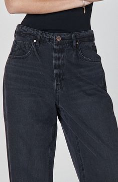 A baggy wide-leg silhouette lends laid-back charm to these high-waist jeans made from nonstretch denim in the perfect faded black wash. 32" inseam; 18" leg opening; 12 1/2" front rise; 15 1/2" back rise Zip fly with button closure Five-pocket style 100% cotton Machine wash, line dry Imported Black Washed Rigid Denim Bottoms, Black Wide Leg Washed Jeans, Black Washed Mid-rise Flare Jeans, Black Washed Wide Leg Jeans, Everyday Black Wide Leg Jeans, Mid-rise Washed Black Flare Jeans In Rigid Denim, Everyday Washed Black Wide-leg Bottoms, Washed Black Wide-leg Bottoms For Everyday, Black Wide Leg Flare Jeans In Rigid Denim