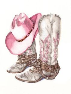 size: 12x9in Art Print: Her Cowboy Boots by Paul Mathenia : Cowboy Boot Tattoo, Art Boots, Modern Farmhouse Wall Art, Tattoos Infinity, Bota Country, Cowgirl Art, Tattoos Geometric, Floral Boots, Snoopy Quotes