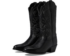 Women's Ariat Heritage Western R-toe Black Western Boots Women, Cowgirl Boots Black, Cute Cowgirl Boots, Black Western Boots, Black Cowgirl Boots, Ariat Cowboy Boots, Black Cowboy Boots, Star Clothing, Ariat Boots