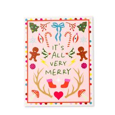 a christmas card that says it's all very merry with gingers and other holiday decorations