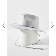 Brand New Gorgeous Anthropologie Hat Trendy Silver Summer Hat, Silver Summer Hat For Rodeo, Western Silver Hats For Summer, Silver Summer Rodeo Hat, Trendy Silver Party Hat, Adjustable Silver Fedora Hat, Silver Summer Hat With Short Brim, Silver Short Brim Hat For Summer, Silver Short Brim Summer Hat