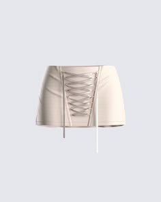 Embrace your fierce side with every step in this taupe mini skirt 🤎 Constructed from twill fabric, and complete with a lace-up front - this skirt will add a pop of edge to any look 😚 Beige Lined Mini Skirt For Night Out, Lace Up Mini Skirt, Denim Diy Clothes, Black Off Shoulder Top, Tokyo Hotel, China Clothes, Performance Outfits, Kpop Style, Black Off Shoulder