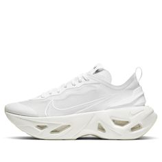 White Running Shoes With Textured Sole For Streetwear, Modern White Sneakers With Boost Midsole, White Low-top Running Shoes With Textured Sole, Modern White Sneakers With Vented Sides, Nike White Sneakers With Perforations, Modern White Low-top Running Shoes, Modern White Running Shoes With Translucent Outsole, Modern White Running Shoes With Vented Sides, Nike White Running Shoes With Rubber Sole