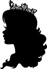 the silhouette of a woman wearing a tiara