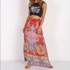 Beautiful Bohemian Hippie Festival Floral Skirt. Bundle And Save On Shipping Along With Other Discounts. Similar To Spell And The Gypsy Collective. Measurements Are In Cm. S- Waist 66, Hip 92, Length 96 M- Waist 70, Hip 96, Length 97 Bohemian Flowy Maxi Skirt With Floral Print, Red Bohemian Bottoms For Vacation, Bohemian Red Bottoms For Vacation, Spring Boho Print Maxi Skirt, Hippie Boho Print Maxi Skirt For Vacation, Hippie Floral Print Maxi Skirt For Vacation, Vacation Hippie Maxi Skirt With Boho Print, Bohemian Maxi Bottoms With Floral Print, Bohemian Maxi Length Floral Print Bottoms