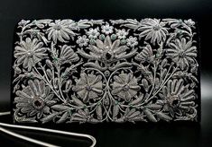 Elegant Ceremonial Handmade Bag, Elegant Engraved Bags For Formal Occasions, Embellished Purses, Statement Clutch, Floral Clutches, Bridal Clutch, Luxury Purses, Aqua Chalcedony, Vintage Purses