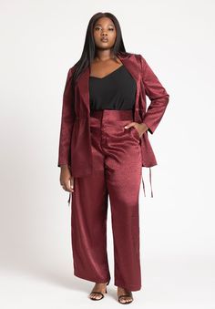 Plus Size Trouser Suits, Plus Size Red Pant Suit, Formal Pants Plus Size, Cocktail Attire Women, Pink Cocktail, Edgy Chic, Guest Attire, Wedding Attire Guest, Cocktail Attire