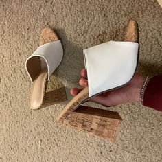 Brand New, Never Worn Size 8 Suupppeerrrr Flattering But Too Big For Me Sadly True To Size Cream Sandals With 4-inch High Heel, Cork Heels, Shoes Women Heels, Cork, Shoes Heels, Brand New, Women Shoes, Heels, Women Shopping