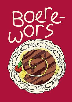 the cover of boere - wors is shown with an illustration of a piece of cake