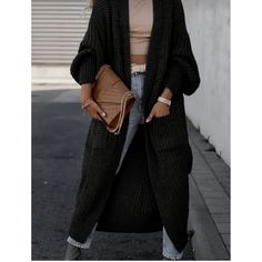 Details In Last Photo Oversized Black Long Sweater, Black Long Sweater For Winter, Black Oversized Sweater For Fall, Black Sweater For Workwear In Fall, Black Fall Sweater For Work, Cozy Black Sweater For Spring, Trendy Black Knit Outerwear, Trendy Black Winter Cardigan, Cozy Black Spring Sweater