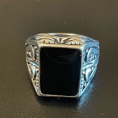 Condition: 100% Brand New And High Quality Material: S925 Silver, Obsidian Stone S925 Stamped Inside The Ring Main Stone: Obsidian Stone Size: 7 Same As Pictures Gender: Woman Package: 1x Ring #Obsidianring #S925ring #Obsidianjewelry #Womanring #Rings Black Sterling Silver Jewelry With Stone Setting, Black Sterling Silver Jewelry Stamped 925, Classic Black Sterling Silver Rings, Classic Black Nickel-free Ring, Classic Black Jewelry With Stone Setting, Black Sterling Silver Jewelry For Formal Occasions, Hallmarked Black Sterling Silver Rings, Silver Obsidian, Obsidian Jewelry