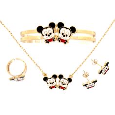 Welcome to our Little Baby Mouse Jewelry Set for Girls! This enchanting jewelry set is the perfect accessory for any young girl's wardrobe. It features a necklace, cuff bracelet, stud earrings, and ring all crafted from 10k gold-filled metal. The necklace is 16.5 inches long and the adjustable ring can be sized to fit any finger size. Each piece of jewelry is lead and nickel free, making it safe for any skin type. This set makes for a truly special gift for any occasion. The elegant design and l Adjustable Gold-plated Jewelry For Gifts, Adjustable Gold Plated Jewelry For Gift, Fine Jewelry Hypoallergenic Gift For Her, Hypoallergenic Fine Jewelry As A Gift For Her, Hypoallergenic Gold Plated Jewelry For Mother's Day, Adjustable Nickel-free Yellow Gold Jewelry, Nickel Free 14k Gold Jewelry For Gifts, Hypoallergenic Yellow Gold Jewelry Gift, Adjustable Tarnish Resistant Jewelry Gift