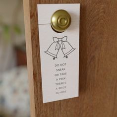 a door handle with a note attached to it