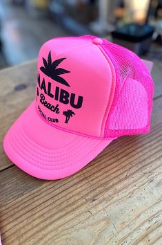 It's the color for us! Bright neon pink and perfect for the pool or lake or any summer shenanigans. Foam front with screen print design. Mesh back and adjustable snapback closure. One size fits most. Cheap Pink Trucker Hat, Cheap Pink Trucker Hat For Outdoor, Trendy Summer Snapback Hat For Outdoor, Trendy Snapback Hat For Summer Outdoor, Trendy Snapback Hat For Summer, Adjustable Trucker Hat With Uv Protection For Spring, Summer Snapback Baseball Cap With Letter Print, Casual Beach Snapback Hat With Letter Print, Summer Beach Hats With Curved Bill