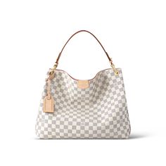 GRACEFUL PM Damier Azur - Women - Handbags | LOUIS VUITTON ® Louis Vuitton Graceful, Trunk Bag, Pink Monogram, Louis Vuitton Damier Azur, Lightweight Bag, Monogram Bag, Silver Jewelry Fashion, Louis Vuitton Handbags, Natural Leather