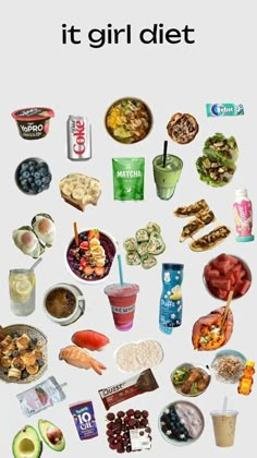 an image of food that is in the middle of it's diets and drinks