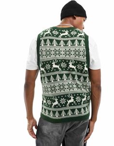 T-Shirts & Tank tops by ASOS DESIGN Brb, adding to basket Fairisle design V-neck Ribbed trim Regular fit