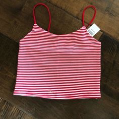 Red Striped Cami Crop Top From Pacsun, Size Small Worn Twice Super Cute! *Not Nwt Red Tank Top For Spring Vacation, Red Tank Top For Spring, Trendy Red Tank Top For Summer, Red Tank Top For Spring And Summer, Red Casual Tank Top For Summer, Red Stretch Summer Tops, Red Fitted Tank Top For Summer, Casual Red Tank Top For Vacation, Fitted Red Tank Top For Summer