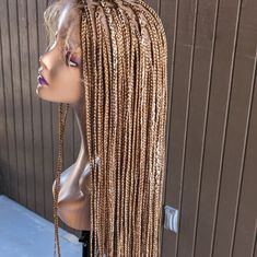 Handmade Full 360 Lace Wig. Beautiful And Natural Fits Like Skin Knottles Braids Styles, Knottles Braids, Full Box Braids, Hair 360, Box Braid Wig, Wig Color, Wig Lace, 360 Lace Wig, Braids Wig