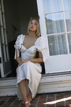 The Ivory Poet Slip Dress – Selkie Wedding Puff Sleeves, Silk Puff Sleeve Dress, Silk Charmeuse Wedding Dress, Nyc Shoot, White Prom Dress Mermaid, Tuscan Vineyard, Romantic Elopement, White Mermaid, London Shopping