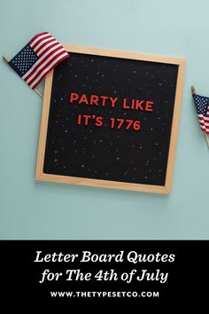 an american flag with the words party like it's 76 written on it and two flags