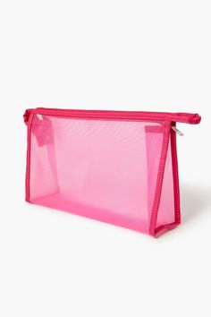 Sheer Mesh Makeup Bag | Forever 21 Trendy Rectangular Mesh Bags, Trendy Rectangular Mesh Bag, Trendy Mesh Bag For Daily Use, Summer Nylon Bags With Zipper Closure, Summer Nylon Bag With Zipper Closure, Pink Mesh Travel Bag, Nylon Pouch With Zipper, Nylon Zipper Pouch Bag, Clear Mesh Travel Bag