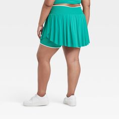 Why we're ALL IN: Solid-color seamless skort with soft gathers and wrap-style accents on the sides. Boasts a midweight nylon and spandex construction with four-way stretch as well as moisture-wicking properties to help keep you cool and comfy during any activity. The wide waistband with drawcord, built-in brief, mini length and mid-rise waist complete the sporty design. All in Motion™: Inspiring the potential in every body. Sporty Design, Shipt Shopper, All In Motion, Knitting Women, Bottom Clothes, Wide Waistband, Pair Of Pants, Moisture Wicking Fabric, Body Measurements