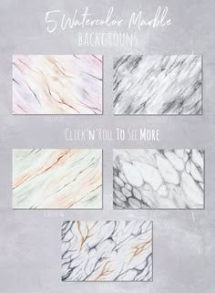 marble textures for photoshopped in different colors and sizes, with the text'click