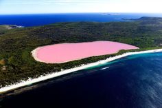 the pink lake is located on middle island, australia