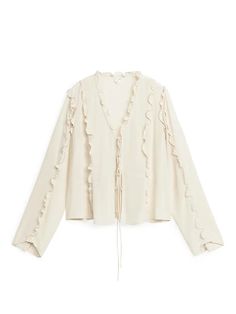 Frill Blouse - Off White - ARKET WW Google Marketing, Frill Blouse, White Shirt Blouse, Wardrobe Planning, Direct Marketing, The White Company, Influencer Marketing, Shirts Blouses, White Shirts