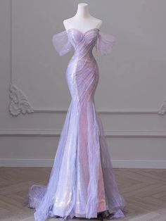 Olivia Mark - Mermaid Princess Sequin Evening Gown: A Stunning Fish-tail Bridal Outfit for Exquisite Banquets and Performances Outfit Claims, Fishtail Wedding Dress, Tulle Train, Beaded Mermaid, Mermaid Prom Dresses Lace, Prom Inspo, Sequin Evening Gowns, Dress With Puff Sleeves, 파티 드레스