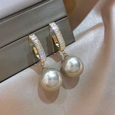 Olivia Pearl Drop Earrings – QRSHE Master Bed, Pearl Diamond, Pearl Size, Pearl Drop Earrings, Pearl Drop, Happy Shopping, Cubic Zirconia, Diamonds, Bath