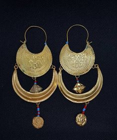 Its Silver then Plated by Gold Handmade Bukhara Earrings Handmade Huge Earrings Material Silver Gold Plated Origin Bukhari Empire Age 1450 Century Heavy Chandbali Brass Earrings, Heavy Chandbali Earrings In Brass, Round Brass Earrings With Latkans, Brass Round Earrings With Latkans, Brass Chandbali Chandelier Earrings For Pierced Ears, Traditional Festive Brass Hoop Earrings, Traditional Brass Hoop Earrings For Festivals, Gold Bohemian Chandbalis For Pierced Ears, Bohemian Jhumkas With Intricate Design