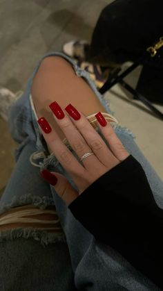 Red Nails With Gems, Nails With Gems, Photo A Day Ideas, One Color Nails, Blush Nails, Pink Acrylic Nails, Xmas Nails, Classy Nails, Nail Shapes