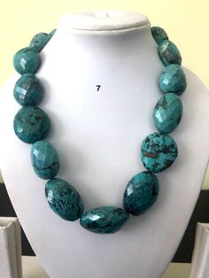 "This listing is for Natural Turquoise Oval Tumbles, Turquoise Nugget Beads, Faceted Turquoise beads, Turquoise Necklace, Turquoise Loose Beads, GDS1180. PLEASE CHOOSE YOUR OPTIONS FROM THE VARIATIONS BELOW. THESE ARE ONE OF A KIND BEADS AND YOU SHALL RECEIVE THE SAME STRAND AS IN THE PICTURE. DETAILS OF EACH STRAND IS LISTED BELOW. Gemstone : Turquoise Size (mm) : 1. 22\", 26PCS, 18-37MM, 194GMS 2. 21\", 25PCS, 16-29MM, 160GMS 3. 22\", 21PCS, 22-33MM, 236GMS 4. 17\", 23PCS, 21-26MM, 101GMS 5. 1 Gift Turquoise Necklace With Large Beads, Turquoise Faceted Beads Necklace For Jewelry Making, Handmade Turquoise Necklace With Oval Beads, Oval Turquoise Natural Stone Necklaces, Turquoise Oval Natural Stones Necklaces, Turquoise Necklaces With Faceted Beads, Turquoise Necklace With Natural Round Beads, Turquoise Necklace With Faceted Beads For Jewelry Making, Turquoise Necklaces With Oval Natural Stones