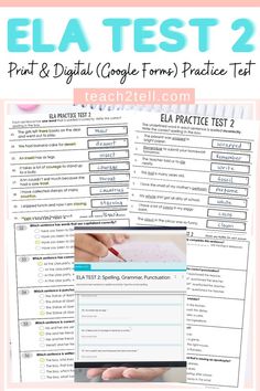 ELA Test Prep Middle School Middle School Activities, 4 Grade