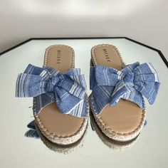 Excellent Brand New Condition New Without Tags Smoke And Pet Free Home About This Item: Brand New Never Worn Perfect Summer Slip On Sandal/Shoe Size 10 Ships Same Or Next Business Day Bundle And Save! Offers Welcome Join Poshmark Using My Code: Sophiemak And Save $10 Tags: Summer, Spring, Denim, Bow, Feminine, Cute, Light, Sandals, Slipper, Slip On, Boho, Bohemian, Casual, Festival, Easter, Mom, Vacation, Travel, Pool, Beach, Denim Blue Round Toe Sandals For Summer, Summer Denim Sandals For Beach, Casual Open Toe Sandals For Picnic, Blue Denim Beach Sandals, Blue Denim Sandals For Vacation, Blue Denim Sandals For The Beach, Casual Round Toe Sandals For Picnic, Casual Sandals For Spring Picnic, Casual Spring Picnic Sandals