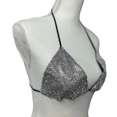 Crystal Embellished Handmade Triangle String Bikini Top Size L. Perfect For A Sexy Day On The Beach Or For To Wear For Athletic Competetion. Your Assets Will Sparkle In This Gorgeous Handmade Bikini Top. Nwot New To Poshmark? Please Sign Up Using Our Code Jaxxandgee And Redeem $10 Off Your First Purchase!