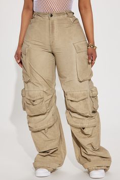 Available In Khaki. Cargo Pant High Rise Button & Zip Closure Wide Leg Oversized Fit Non Stretch 65% Cotton 35% Nylon Imported | Talk It Up Oversized Cargo Pant in Khaki size XS by Fashion Nova Cargo Pants Outfit Black Women Plus Size, Cargo Pants Outfit Black, Sarcastic Clothing, Khaki Tops, Makeup Images, Y2k Shoes, Khaki Cargo Pants, Y2k Pants, Cargo Pants Outfit