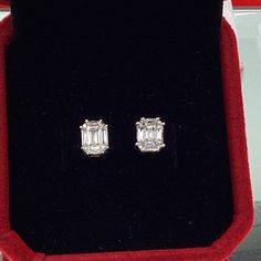 18k White Gold Illusion Earrings  Emerald Cut Genuine Earth Mined Diamonds  No Color enhancement or heat...Natural Diamonds VVS Clarity F-G in Color 18 Emerald Cut Diamonds set in Illusion Heads for 2ct. Look Beautiful High Quality Diamond Earrings  These Earrings are Gorgeous! Comes with Diamond Certification 14k Gold Baguette-cut Diamond Earrings For Formal Occasions, Classic White Gold Baguette-cut Earrings, White Gold Baguette Cut Earrings For Formal Events, Luxury Emerald Cut Earrings For Anniversary, Yellow Gold Baguette Cut Earrings For Anniversary, Gia Certified Fine Jewelry Earrings For Formal Occasions, Baguette Cut Yellow Gold Earrings For Anniversary, Elegant Emerald Cut Earrings In Brilliant Cut, Fine Jewelry Diamond Cut Baguette Earrings