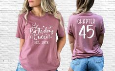 "Birthday Queen Shirt, 45th Birthday Shirt, 1979 Birthday Shirt, Birthday Shirt For Women, Hello 45 Shirt, 45th Birthday Gift, 45 Old Shirt, birthday queen shirt, 45th birthday shirt, 45th birthday gift, custom birthday, birthday party shirt, 45 birthday shirt, 45 years old shirt, 45th birthday party, hello 45 shirt, 45th gift for wife, 1979 birthday shirt, women birthday shirt, establishment shirt Welcome to my store! I'm absolutely thrilled to have you here. My main aim is to ensure your happi 35th Birthday Shirt Ideas Women, 35 Birthday Cakes For Women, 35 Year Old Birthday Ideas For Women, 35th Birthday Ideas For Her Parties, 38 Birthday Party Ideas For Women, 35 Birthday Ideas For Women Themes, 35 Birthday Cake Woman, 35th Birthday Party Ideas, 35 Birthday Ideas For Women