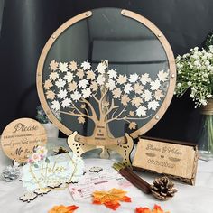 a table topped with a mirror and other items