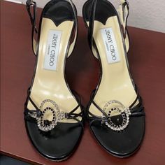 Jimmy Choo Black Leather High Heels With Crystal Embellishment Detail Size: Eu 36.5 / Us 6.5 Heel Height: 3" Excellent Used Condition. Embellishment Details, Leather High Heels, Jimmy Choo Shoes, Crystal Embellishment, Jimmy Choo, Shoes Women Heels, Black Silver, Embellishments, Heel Height