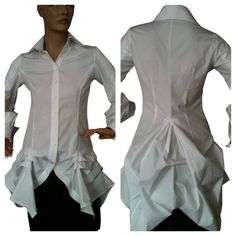 "This is a lovely slim fit white blouse.Buttons fastering.The fabric is cotton. Suitable for every occasion.Looks great with leggings,long pants and jeans. SIZE CHART SIZE S - US 6, UK 8, EU 36 bust: bust around 34.5\"/90cm Waist: waist around 27.5\"/70cm Hips: hips around 34.5\"/90cm SIZE M - US 8, UK 10, EU 38 bust: bust around 37.5\"/95cm Waist: waist around 29.5\"/75cm Hips: hips around 37.5\"/95cm SIZE L - US 10, UK 12, EU 40 bust: bust around 39.5\"/100cm Waist: waist around 31.5\"/80cm Hi