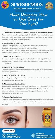 Removing Eye Bags, Remove Eye Bags, Cow Ghee, Remove Dark Circles, Healthy Eyes, Dark Circles Under Eyes, Healthy Routine, For Eyes, Eye Bags