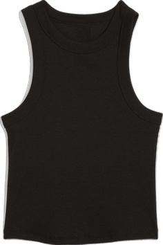 Fitted Sleeveless Muscle Tee, Solid Fitted Sleeveless Muscle Tee, Fitted Casual Solid Muscle Tee, Fitted Solid Color Muscle Tee, Sporty Fitted Muscle Tee With Crew Neck, Black High Stretch Crew Neck Tank Top, Basic Black Sleeveless Tank Top, Casual High Neck High Stretch Tank Top, Fitted High Neck Tank Top